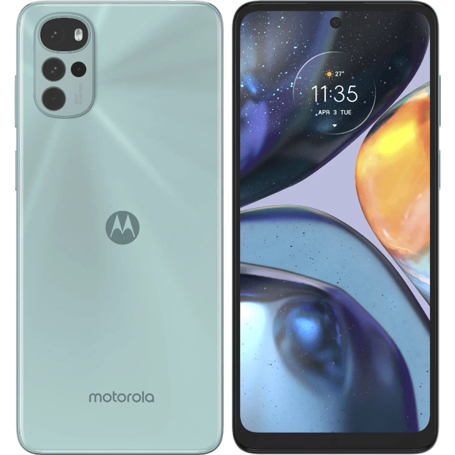 Motorola Moto G22: frente e traseira