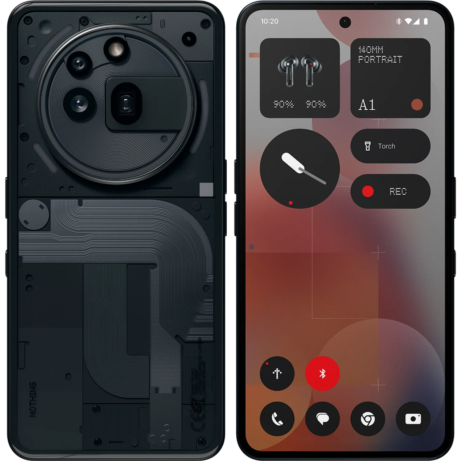 Nothing Phone (3a) Pro: frente e traseira