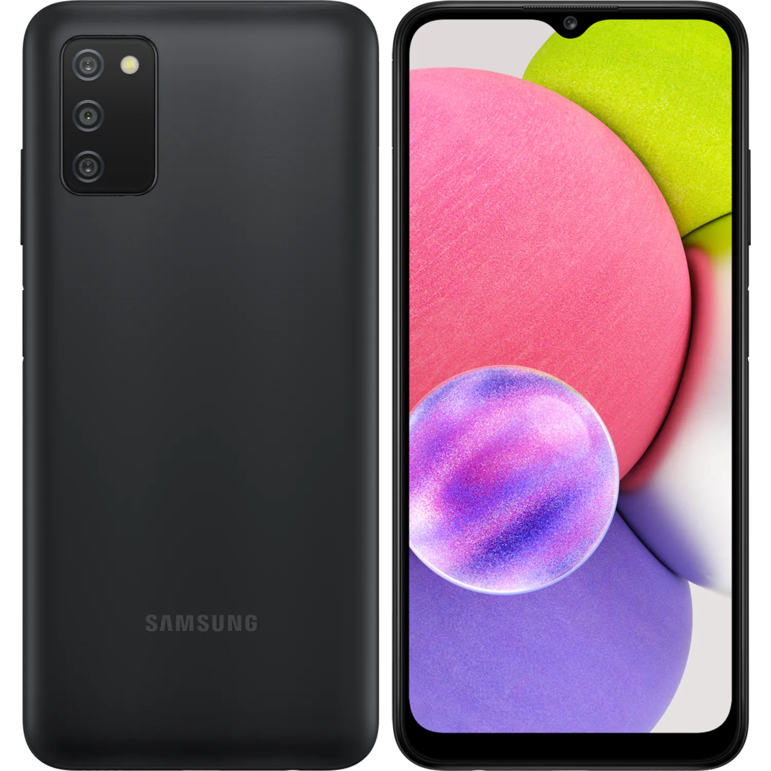 Samsung Galaxy A03s: frente e traseira
