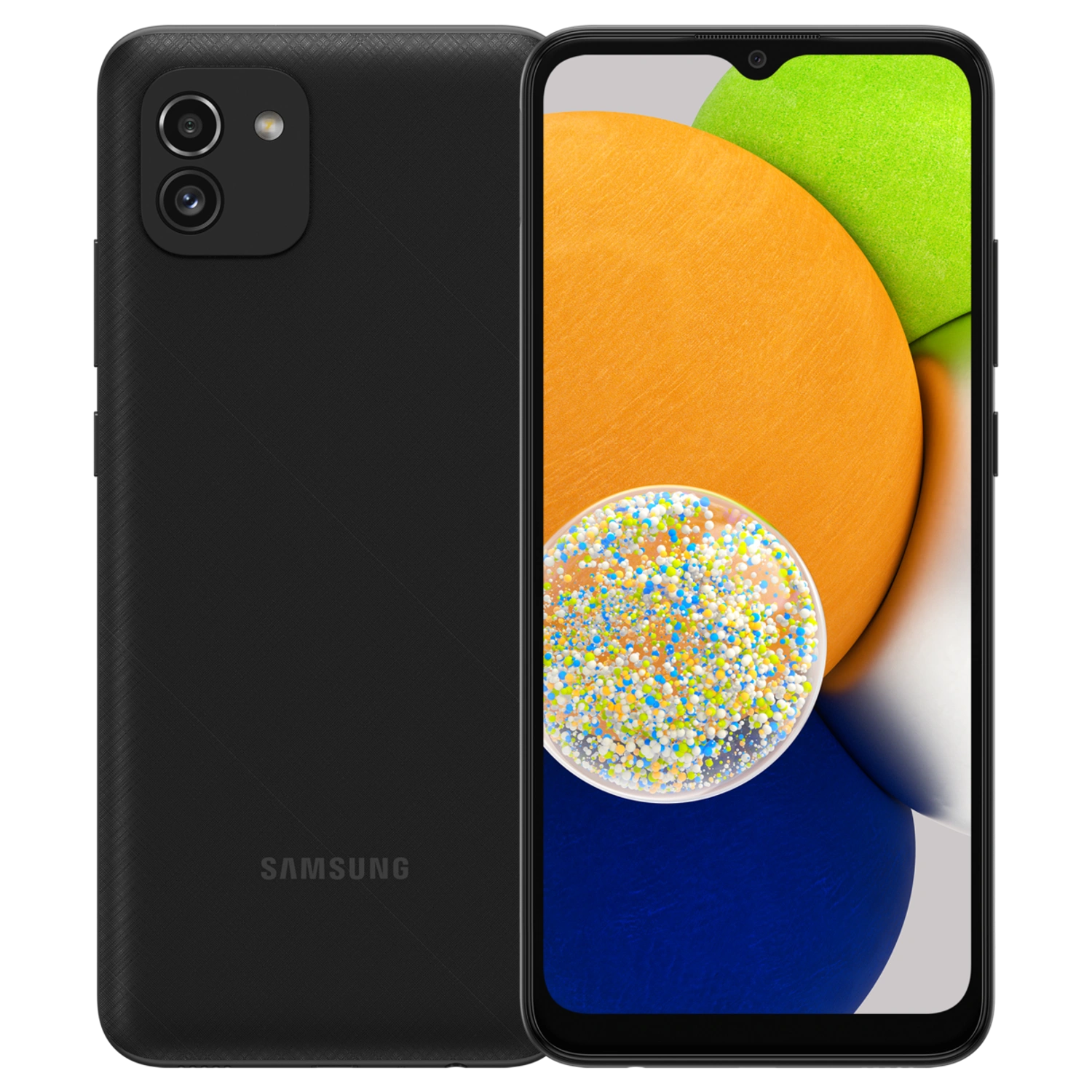 Samsung Galaxy A03: frente e traseira